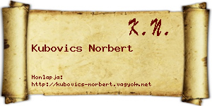 Kubovics Norbert névjegykártya